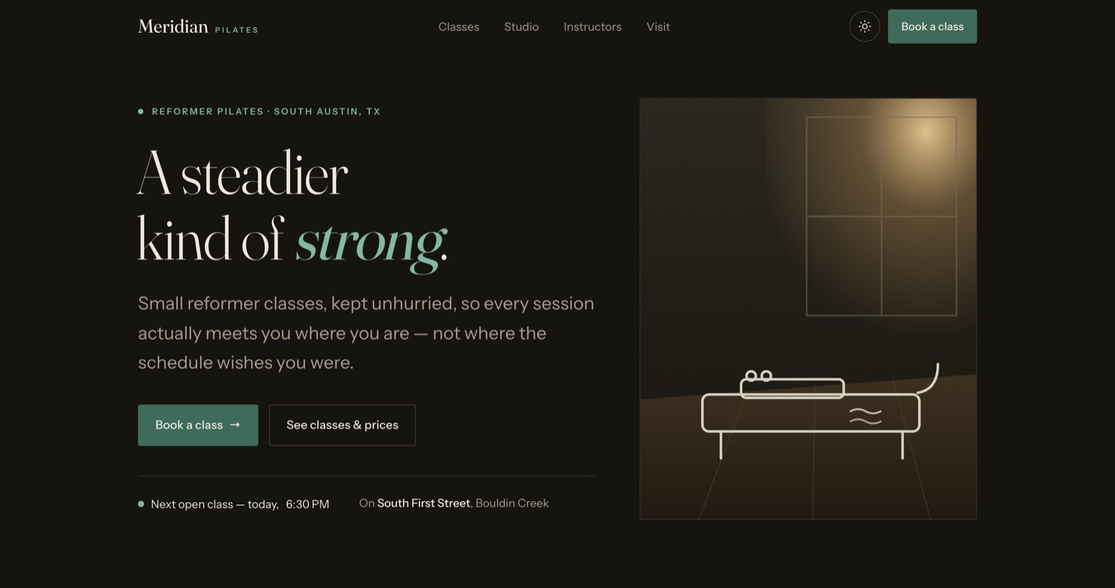 Meridian — concept Pilates studio site